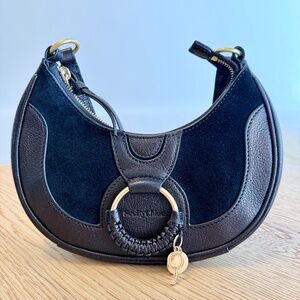 See by Chloe Hana Half-Moon Suede & Leather Shoulder Bag